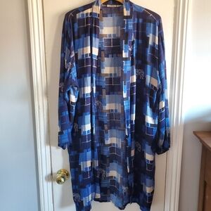 The Elephant Pants Patchwork Pattern w/ elephants Kimono Duster size L/XL Boho